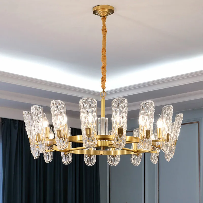 Американская Роскошная золотая металлическая светодиодная люстра E14 со