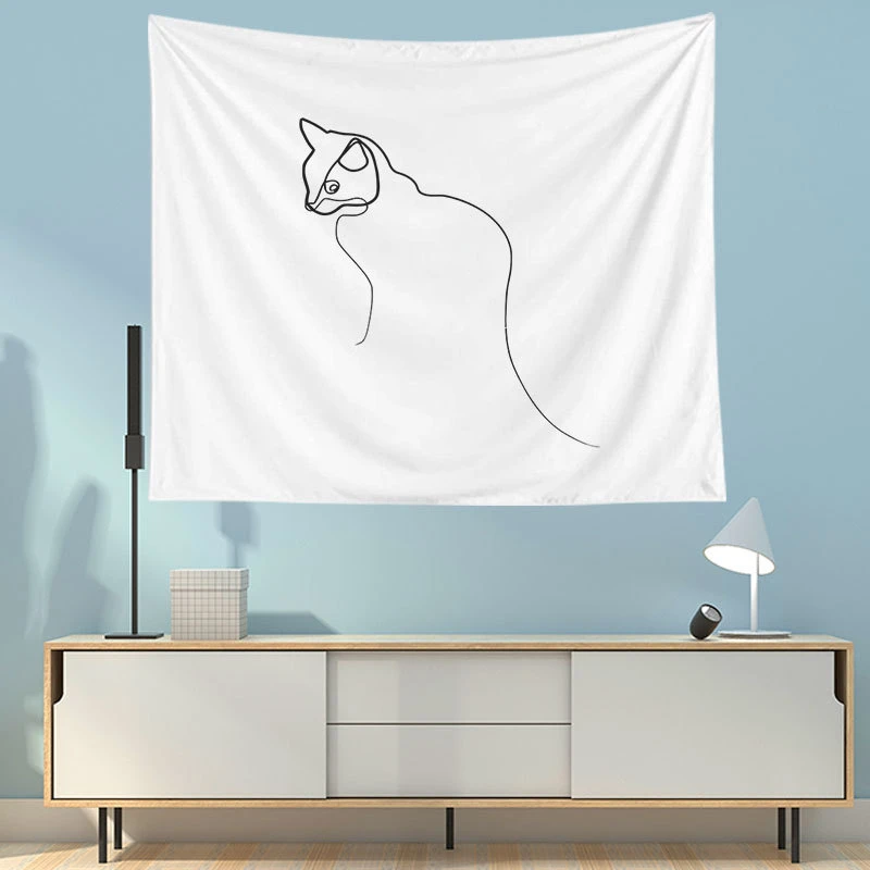 

Abstract Lines Tapestry Wall Hanging Simple Art Blanket White Background Cloth Home Decor for Living Room Dorm Beach Towel