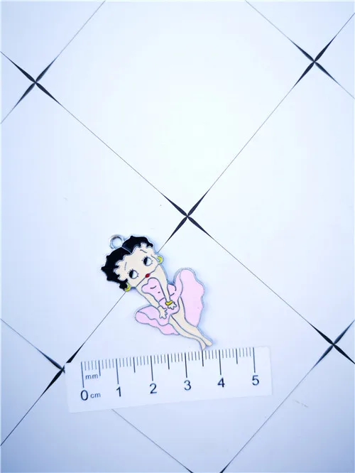 10 шт. мультфильм Бетти боп танцевальное платье цветное ожерелье брелок эмалевые