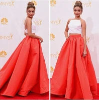 2018 sexy backless two piece orange skirt and white ball gown prom evening gowns vestido de noiva mother of the bride dresses
