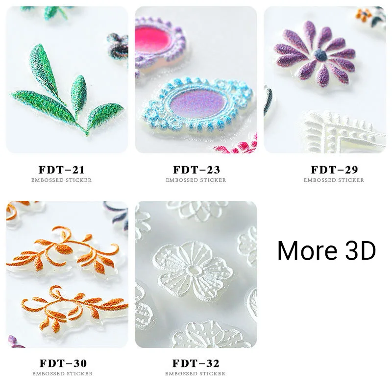 3d наклейка с тиснеными цветочными листочками для ногтей наклейки гравировкой