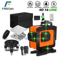 16 lines 4d green laser level self leveling 360 degrees horizontal and vertical cross lines green laser line w tripod battery