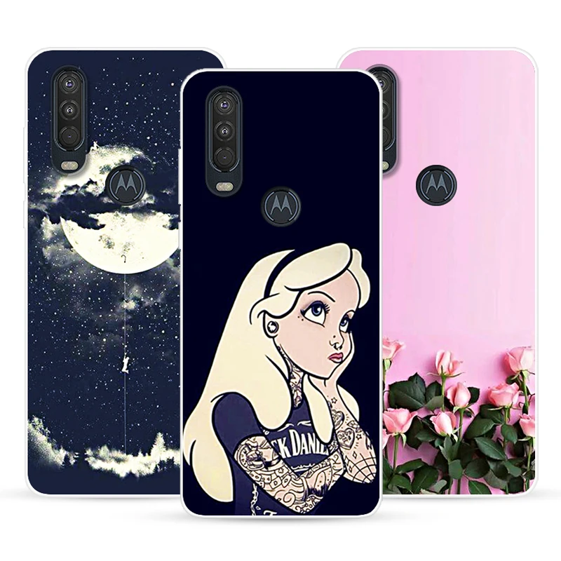 Мультяшный цветной чехол для Motorola One Action Женский материал ТПУ рисунок 25 цветов на