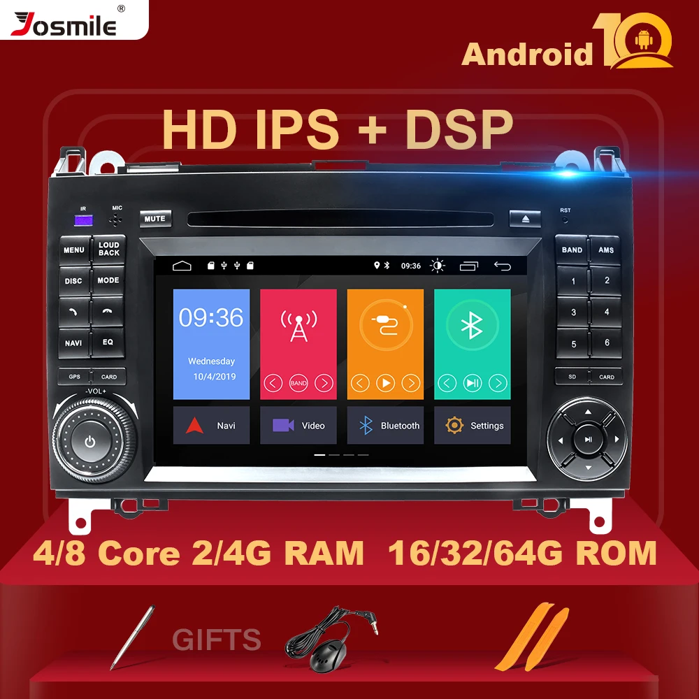 4G RAM Andriod 10 Автомобильный DVD Радио для Mercedes Benz B200 A B Class Sprinter W906 W169 W245 Viano Vito W639 b170 GPS OBD2