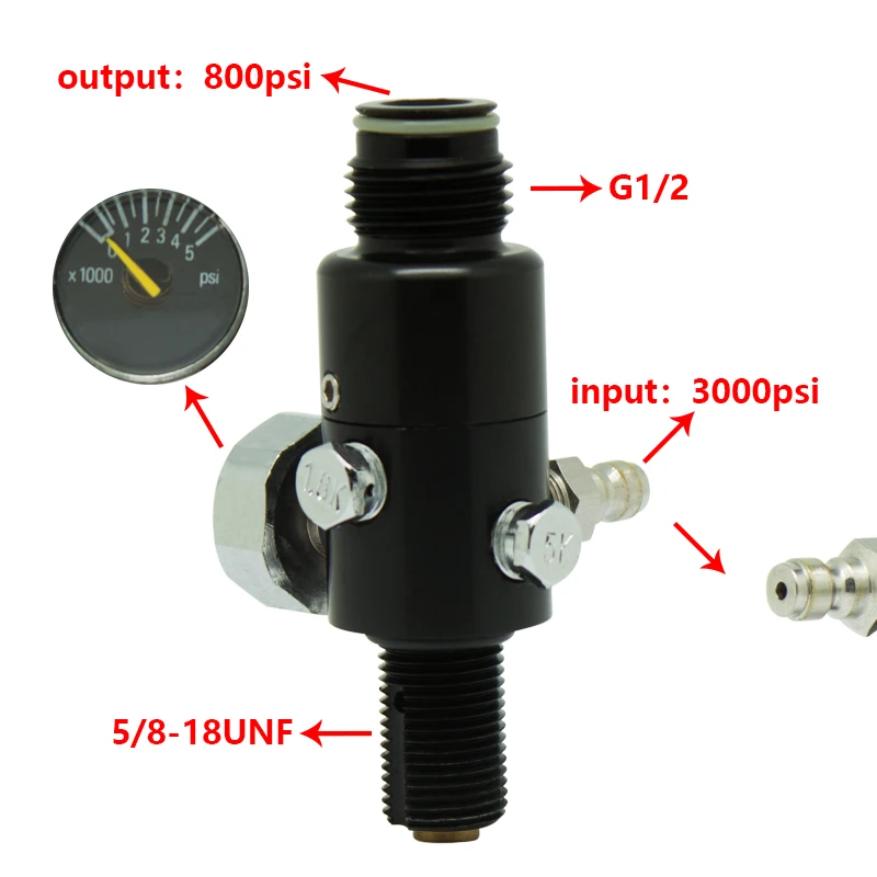 Резьба 5/8-18UNF 3000psi цилиндр для пейнтбола регулятор бака из давления 800psi 1200psi - Цвет: 800psi