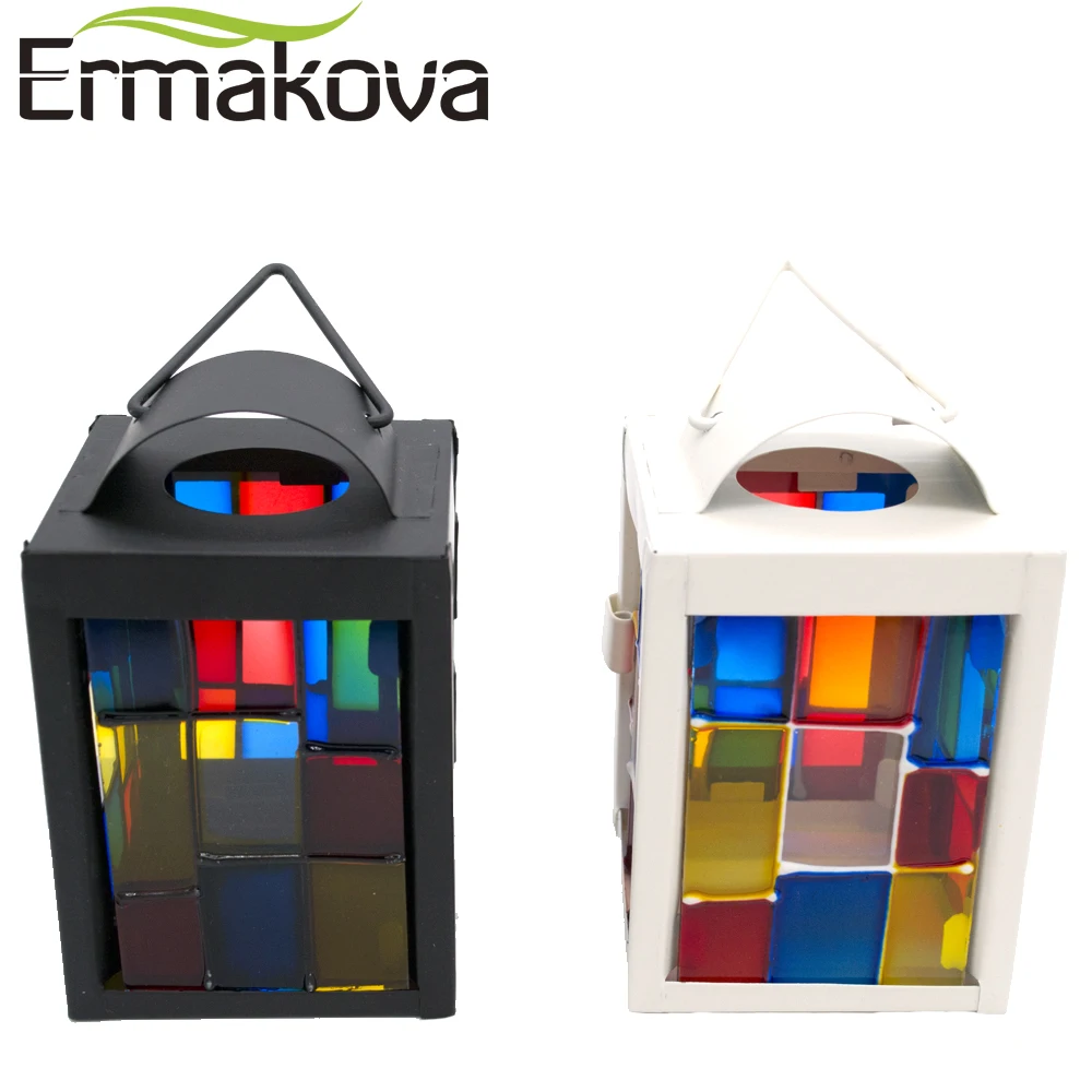 Ермакова металлическая мозаика стеклянный подсвечник для фонарей Европейский подсвечник, подвесной фонарь подсвечник свадебное украшение для дома