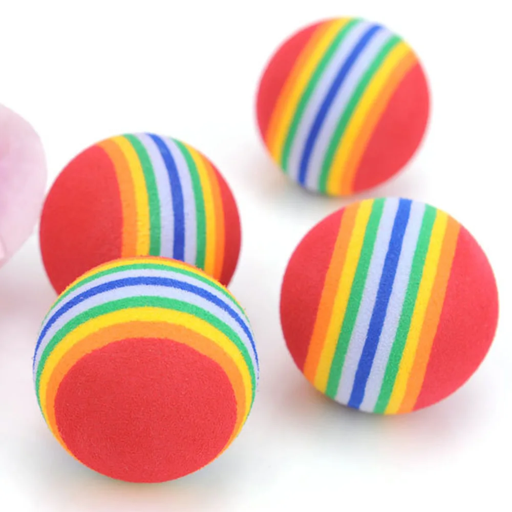 

1PC Cat Rainbow Ball Toy Bite Resistant Throw Fetch Ball Outdoor Pet Training Toy Exercises Accessories for Dog Puppy Kitten