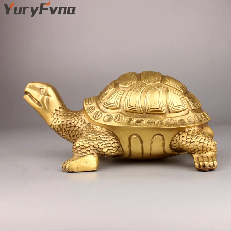 YuryFvna-estatua de tortuga Feng Shui de latón, estatua de dinero, riqueza, suerte, figurita de tortuga, decoración de escritorio para el hogar y oficina, regalo
