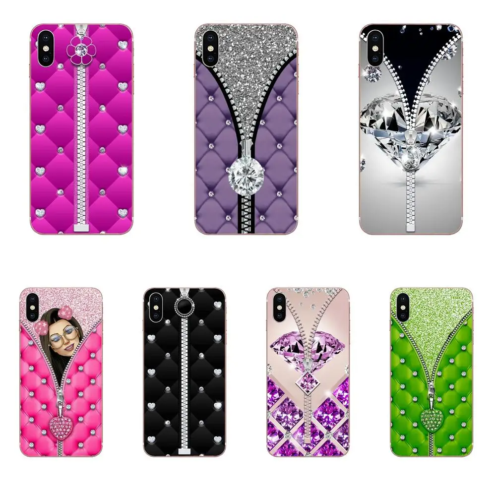 Fashion Diamond Zipper Lock Screen For Sony Xperia Z Z1 Z2 Z3 Z4 Z5 compact Mini M2 M4 M5 T3 E3 E5 XA XA1 XZ Premium | Мобильные