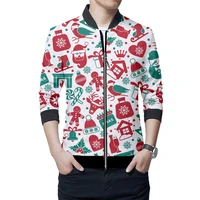 mens zipper jacket 3d merry christmas cartoon printed xmas party clothes hot sale casuall tracksuit diy oversize wholesale