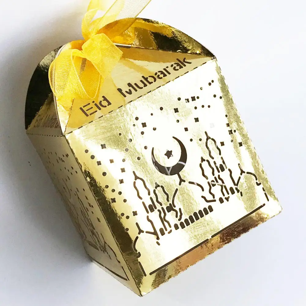 50 шт./лот Eid Mubarak тематические коробки для конфет дизайн фестиваля