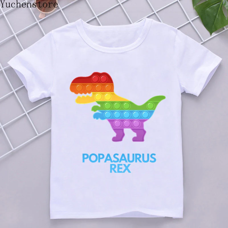

Новинка 2022, забавная поп ит-поп-Т-футболка с принтом в виде лошади, динозавра, любви, детская одежда для мальчиков и девочек, детская одежда