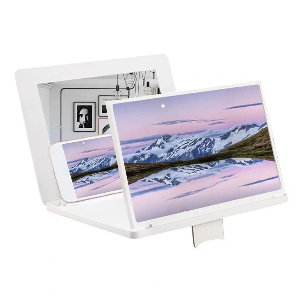 12 inch foldable 3d hd mobile phone enlarger screen magnifier hands free amplifier bracket desktop stand with makeup mirror free global shipping