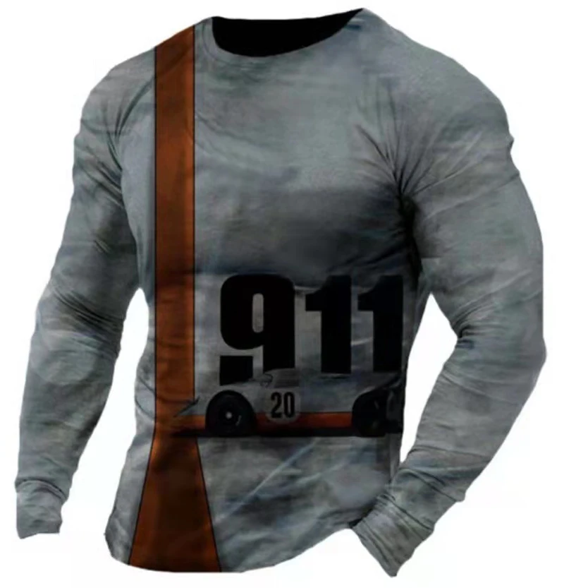 

The Latest Men's Long-sleeved T-shirt for Fall 2021 Retro Casual Streetwear Fashion Harajuku Hedging Long-sleeved Top Clothes