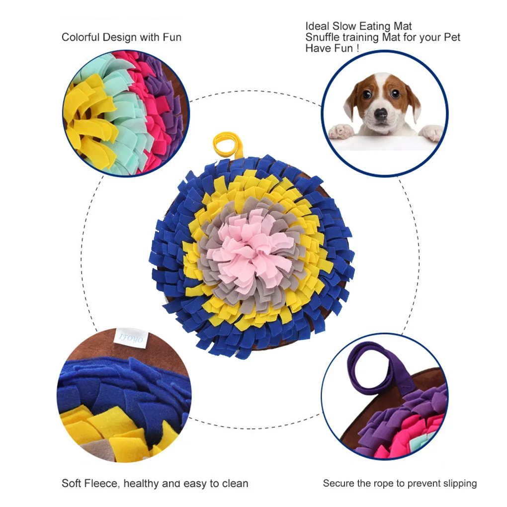 

Pet Snuffle Feeding Mat Teething Non-slip Slow Feeding Polyester Pad Pet Supplies 45x45cm Purple Edge