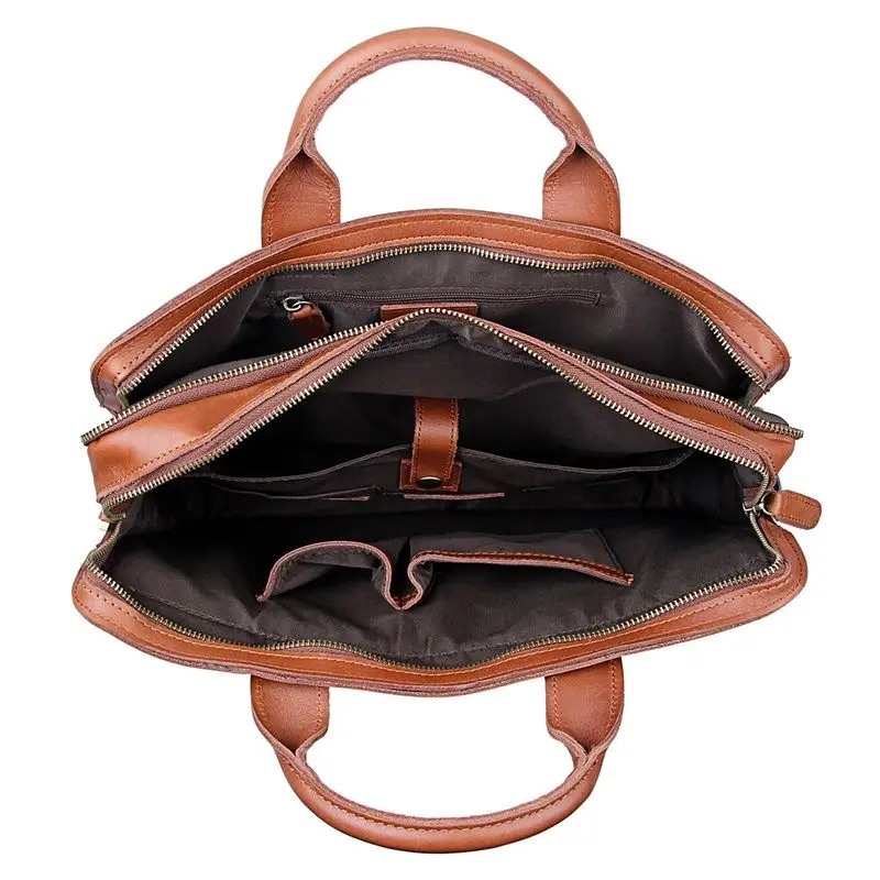 Винтажный Мужской офисный портфель из натуральной кожи Толстая сумка мессенджер