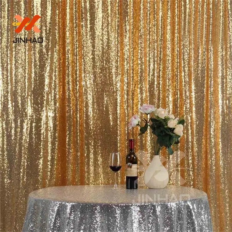

The Full Embroidery Gold Sequin Fabric Backdrop For Party
