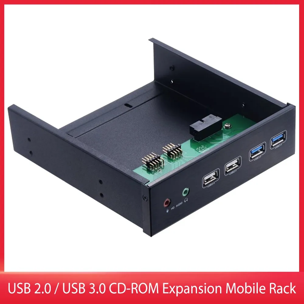 

Brand New 19-Pin To USB 2.0 / USB 3.0 CD-ROM Expansion Mobile Rack With HD Audio Output For PC Front Panel