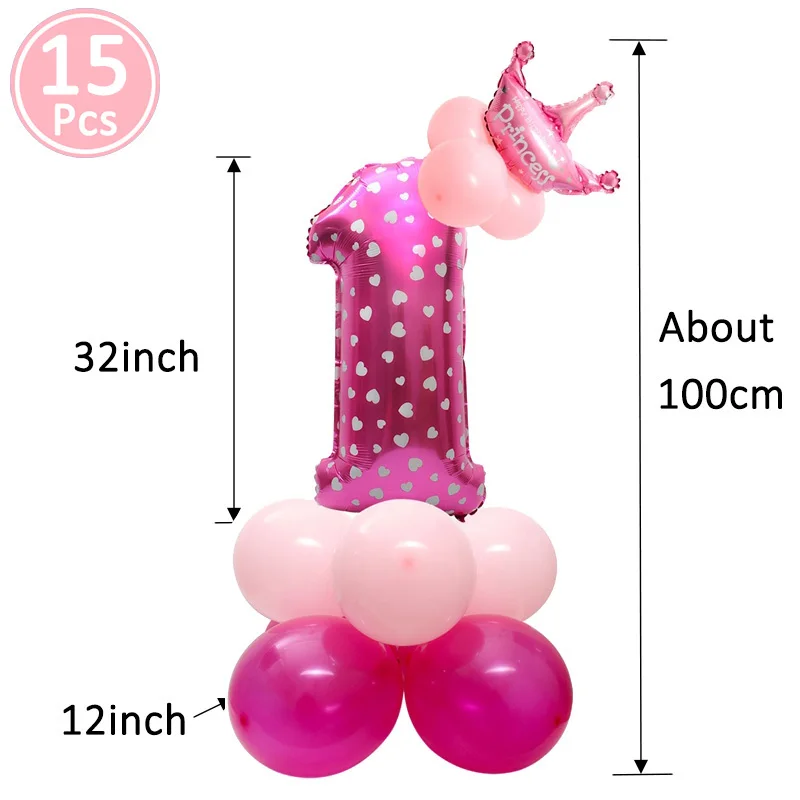 Розовый баннер на день рождения воздушные шары украшения для маленьких девочек
