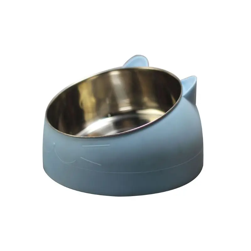 

Cute Cat and Dog Bowl Protection Cervical Vertebra 15 Degree Oblique Mouth Pet Stainless Steel Food Bowls