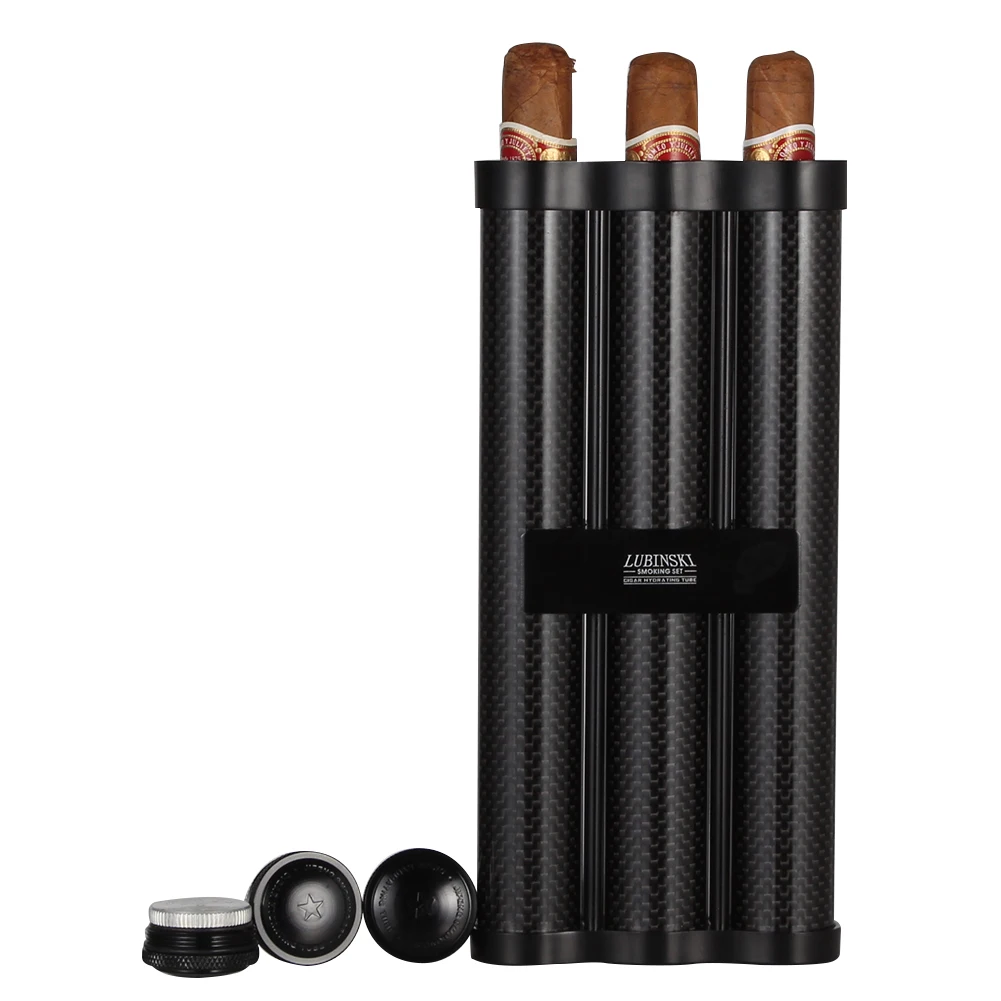 Углеродное волокно 2/3 чехол для сигар Humidor Роскошная портативная сигара Дорожный