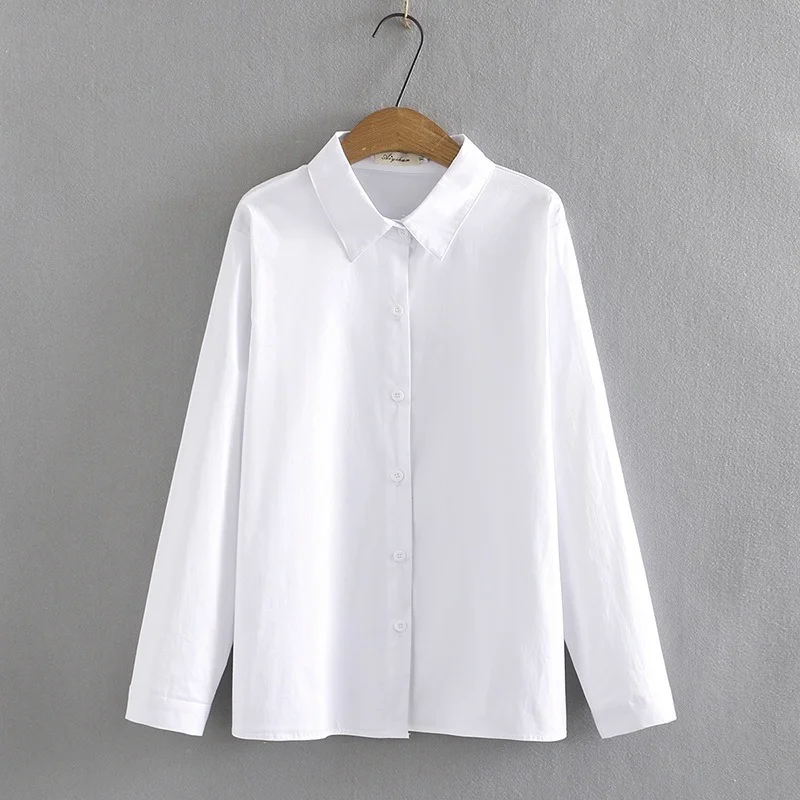 

Plus Size XL-4XL Women's White Black Long Sleeved Blouse Solid Color Large Size Officewear Tops A-line Blusas