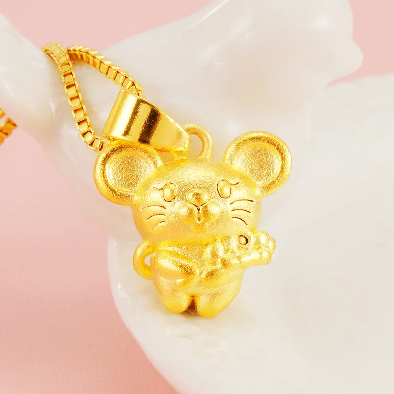 Маленькие индийские 24K золотые знаки Зодиака мышь подвески ожерелья для женщин