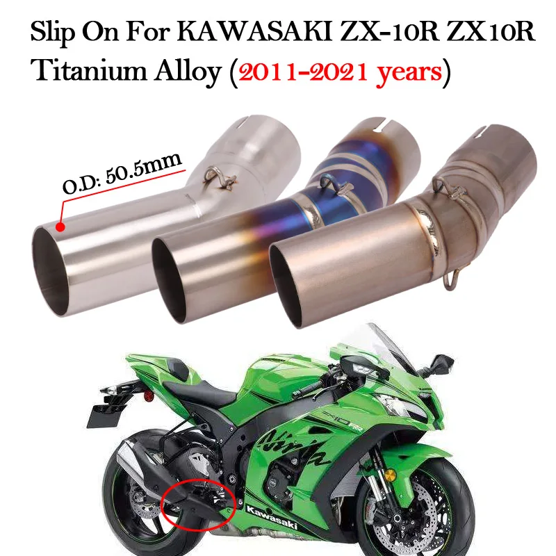 

Motorcycle Exhaust Modified Mid Middle Link Pipe System Escape Muffler For Kawasaki ZX-10R ZX10R ZX 10R 2011 - 2021 Slip On Bike