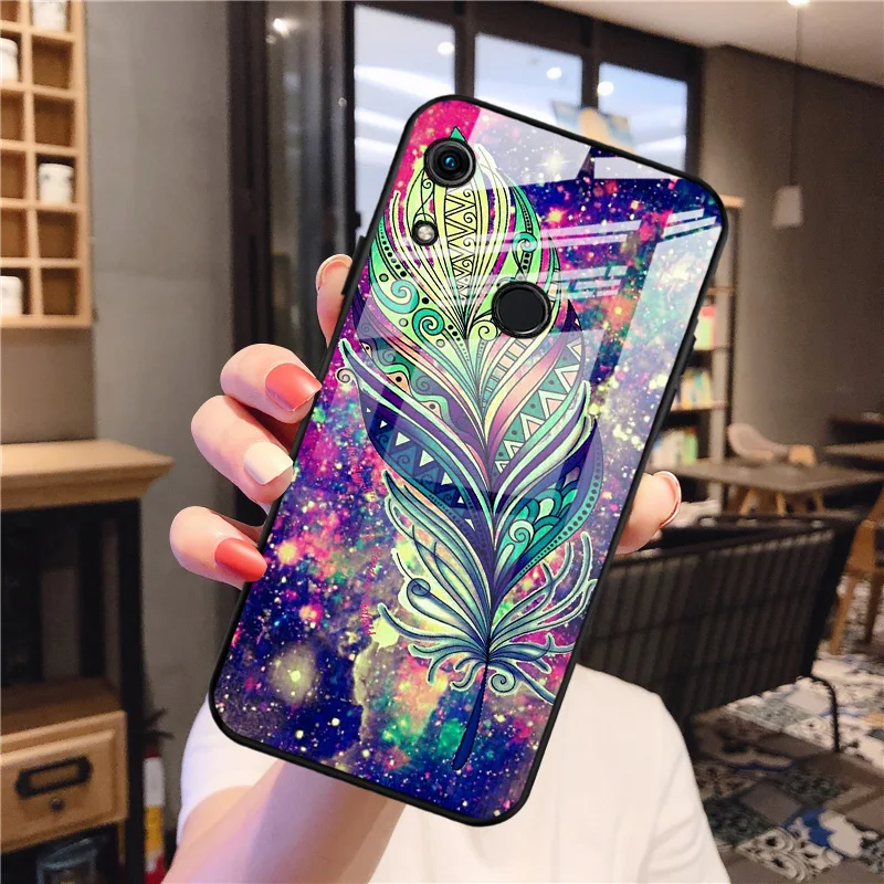 

For Huawei Honor 8A Case Tempered Glass Case Luxury Hard Back Cover on Huawei Honor 8A Prime Cases For Honor 8A Pro Case Honor8a