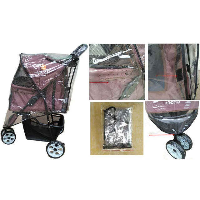 Clear Plastic Foldable Waterproof Pet Warm Portable Windproof Outdoor Travel Dog Stroller Cover Protection Pushchair Pram Cat 6