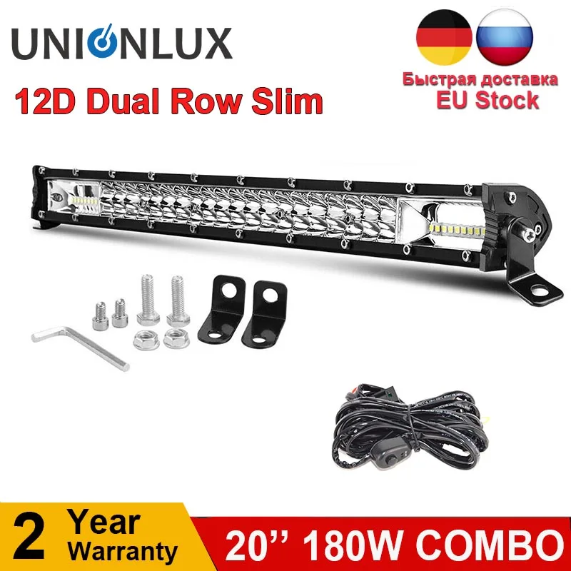 

12D 20inch 180W LED light bar spot flood combo 4x4 Offroad LED Light Bar for Tractor Boat 4WD 4x4 Trucks ATV Working Lights