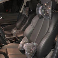 1pc diamond crystal bowknot car neck pillow rhinestone auto headrest seat support waist pillows bling car accessories for women