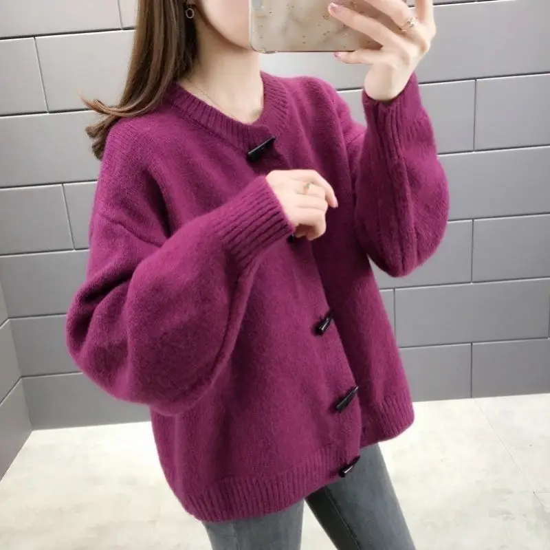 

Красный женский трикотажный свитер в Корейском стиле с длинным рукавом, женский жилет, свитера, джемперы на пуговицах, кардиган, куртка, Сво...