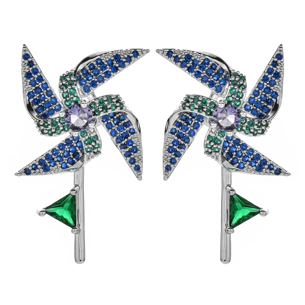 Новинка Модная Яркая обувь ветряная мельница микро инкрустированные серьги из