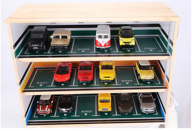 1: 64 1:43 1:32 шкала 2/3 слоев деревянная игрушечная Автостоянка сцены витрина с легкой модели автомобиля подземный ящик для хранения гаража