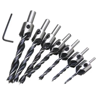 4pcs7 pcs countersink drill bit set for wood quick change hex shank high speed steel 5 flute punch tool 34567810mm