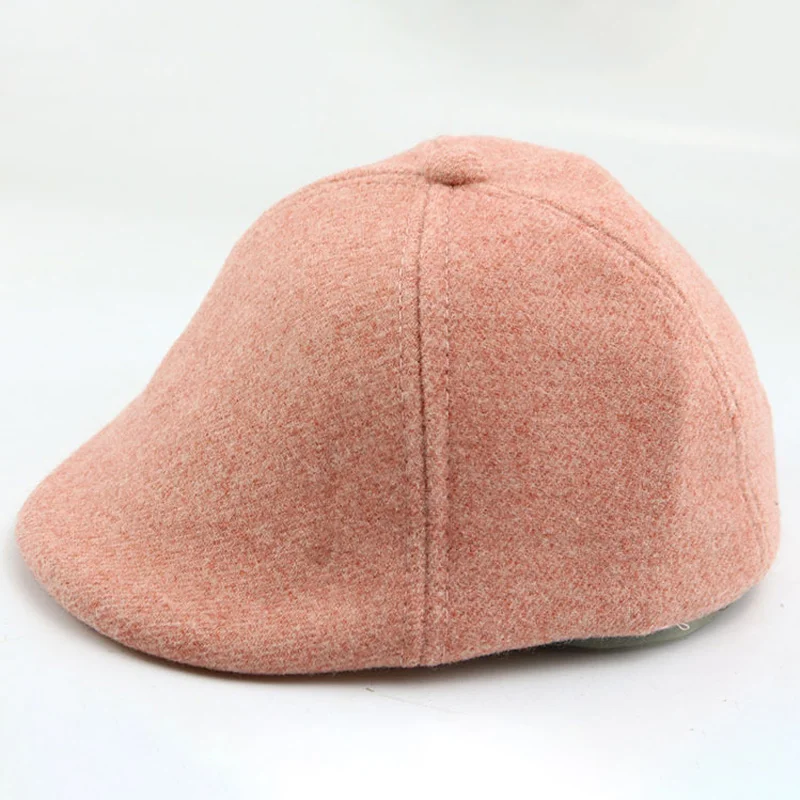 pink Зимний детский берет, однотонная шляпа, шапка, Классическая Шапка для маленьких мальчиков, аксессуары, шапки-береты для малышей, мальчики бейсболки - Цвет: pink