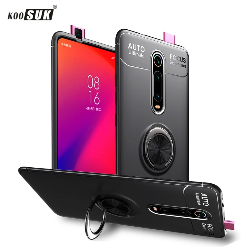 Чехол для Xiaomi Mi 9T mi9t, чехол Redmi K20 Pro, задняя крышка, мягкий силиконовый чехол, Автомобильный кронштейн, ударопрочный, вращающееся кольцо, подставка, корпус для телефона