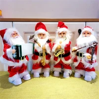 fashion new 30cm electric santa claus with musical instrument music plush doll decoration ornaments kids toys christmas gifts