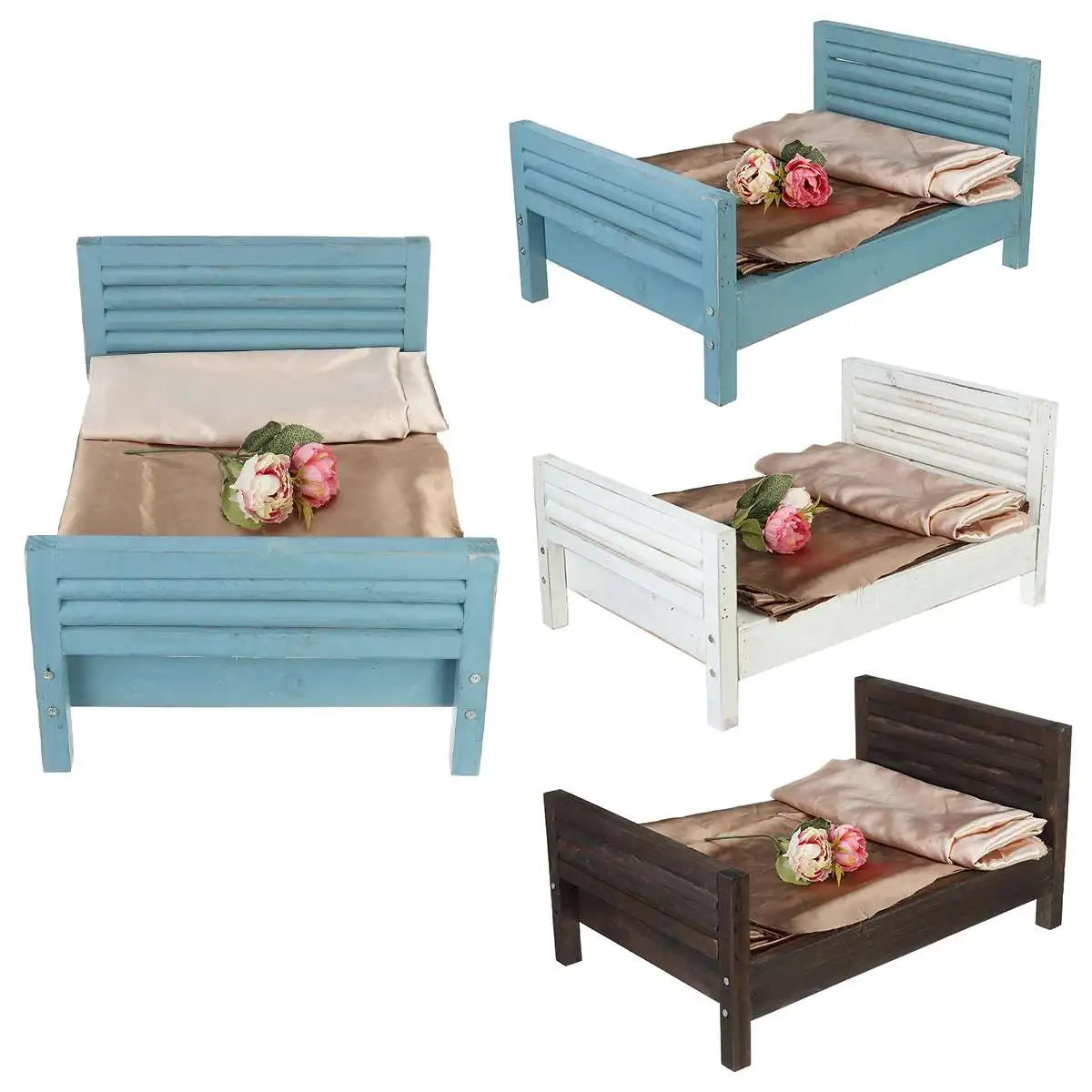 

44x30x22cm Non-Toxic Wood Bed Newborn Photography Props Infant Taking Photo Background Accessories For Infant Boys Girls