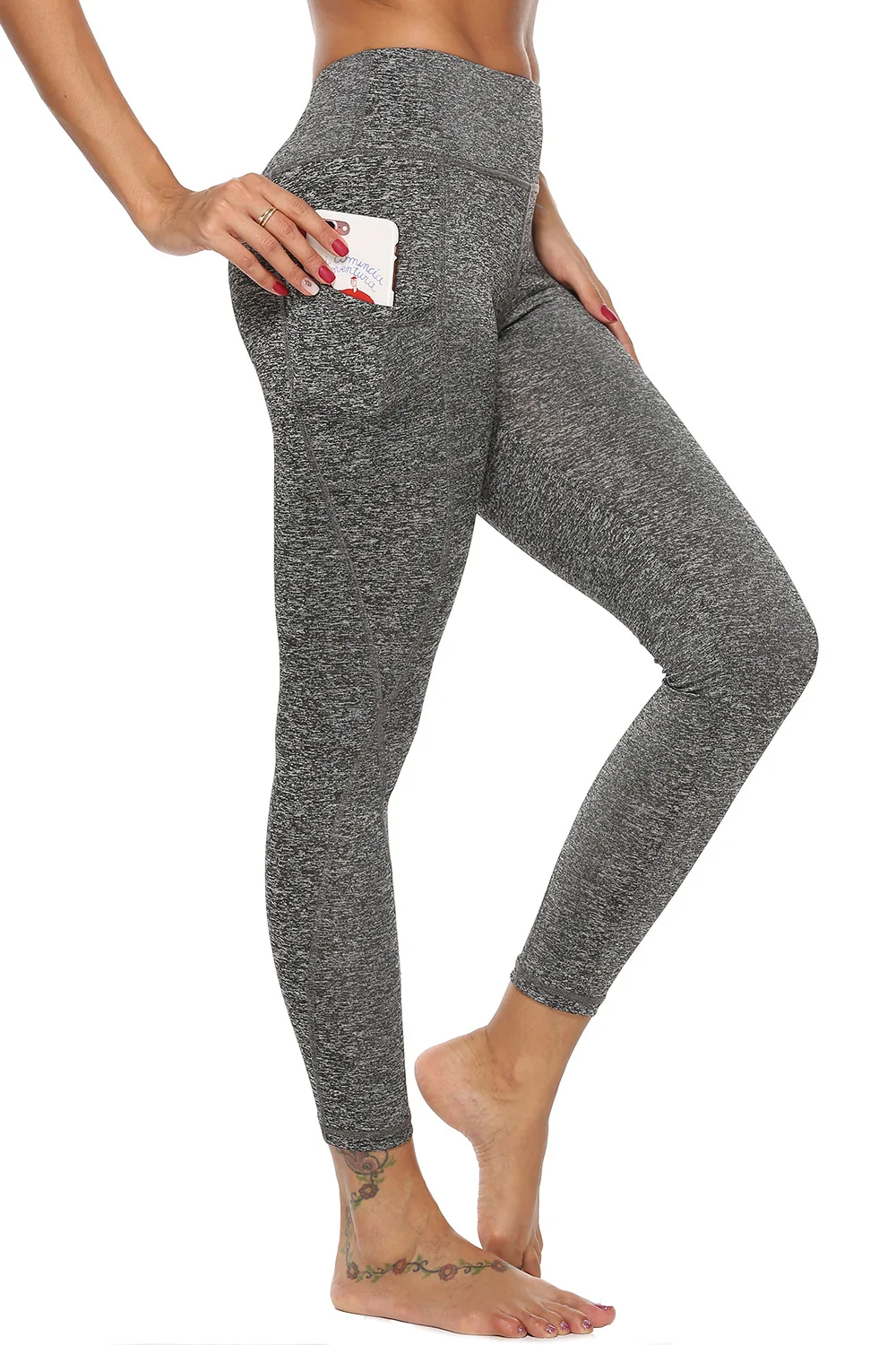 

1216SJ slim casual pants fitness sports pocket pants Yoga Capris custom logo print on product and package from 1pc dropship