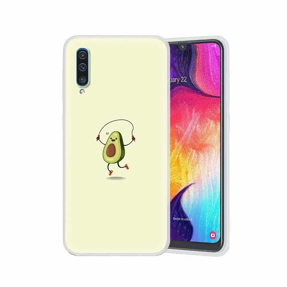 

Phone Case For Samsung Galaxy A50 A10 A20e A30 A40 A70 A20S A10S Translucent Soft Cover Cute Cartoon Avocado