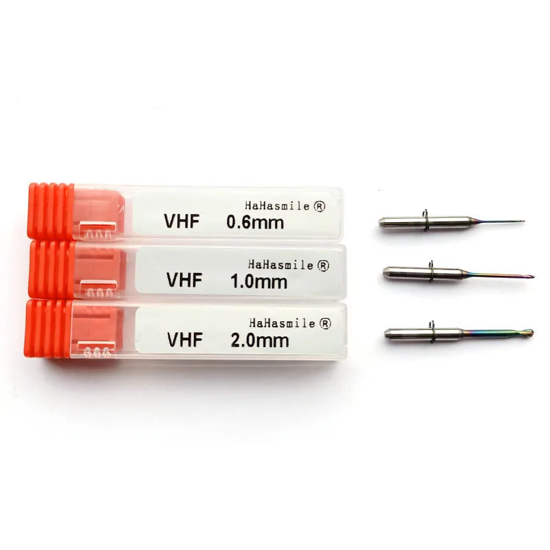 Dental Lab Zirconia VHF Milling Burs 0.6/1.0/2.0mm For K4 Cad Cam Open System Machine for Milling Zirconia Block Coating