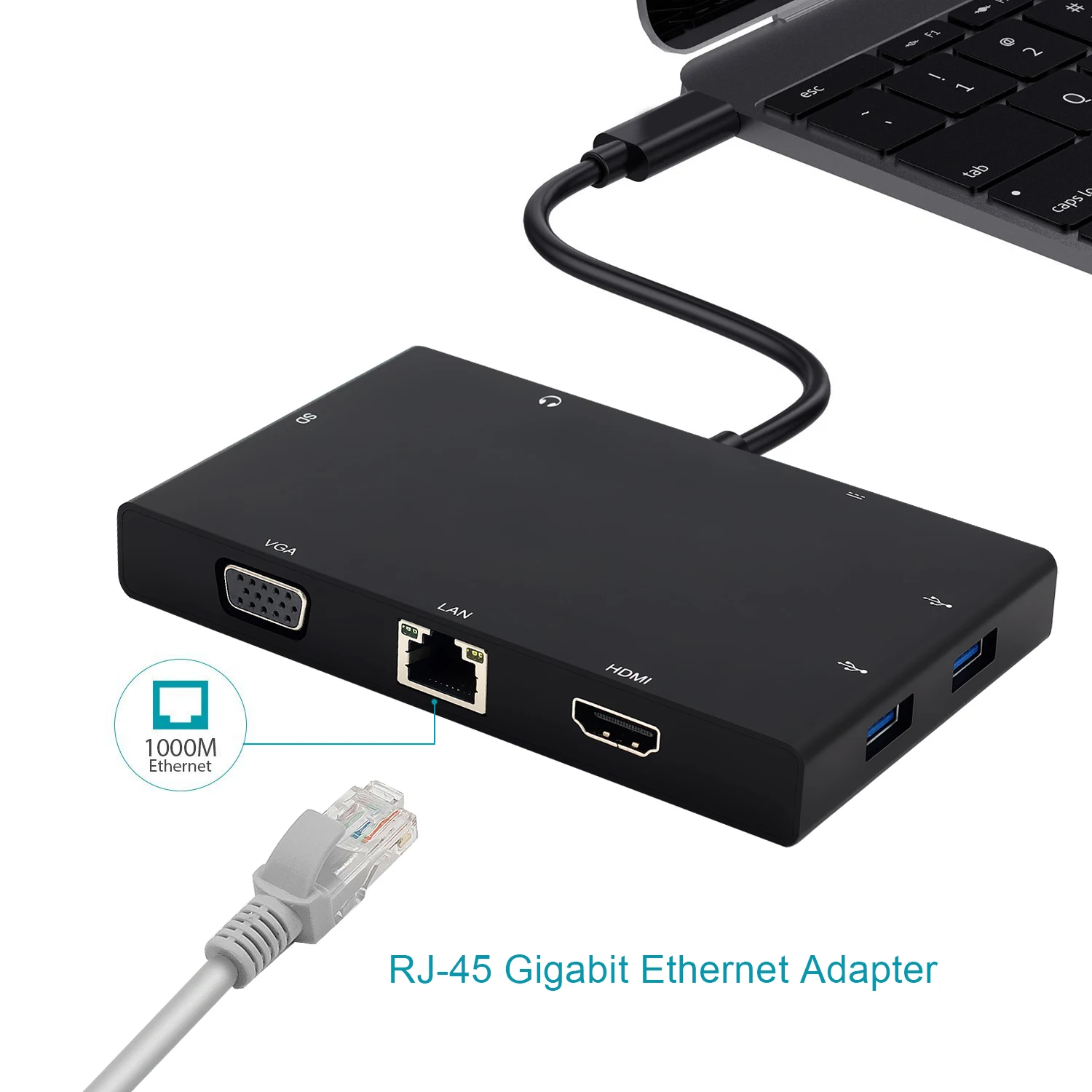 Кабель с разъемом USB типа C 3 1 концентратор HDMI 4K VGA RJ45 Ethernet 0 SD Card Reader 5 мм аудио PD