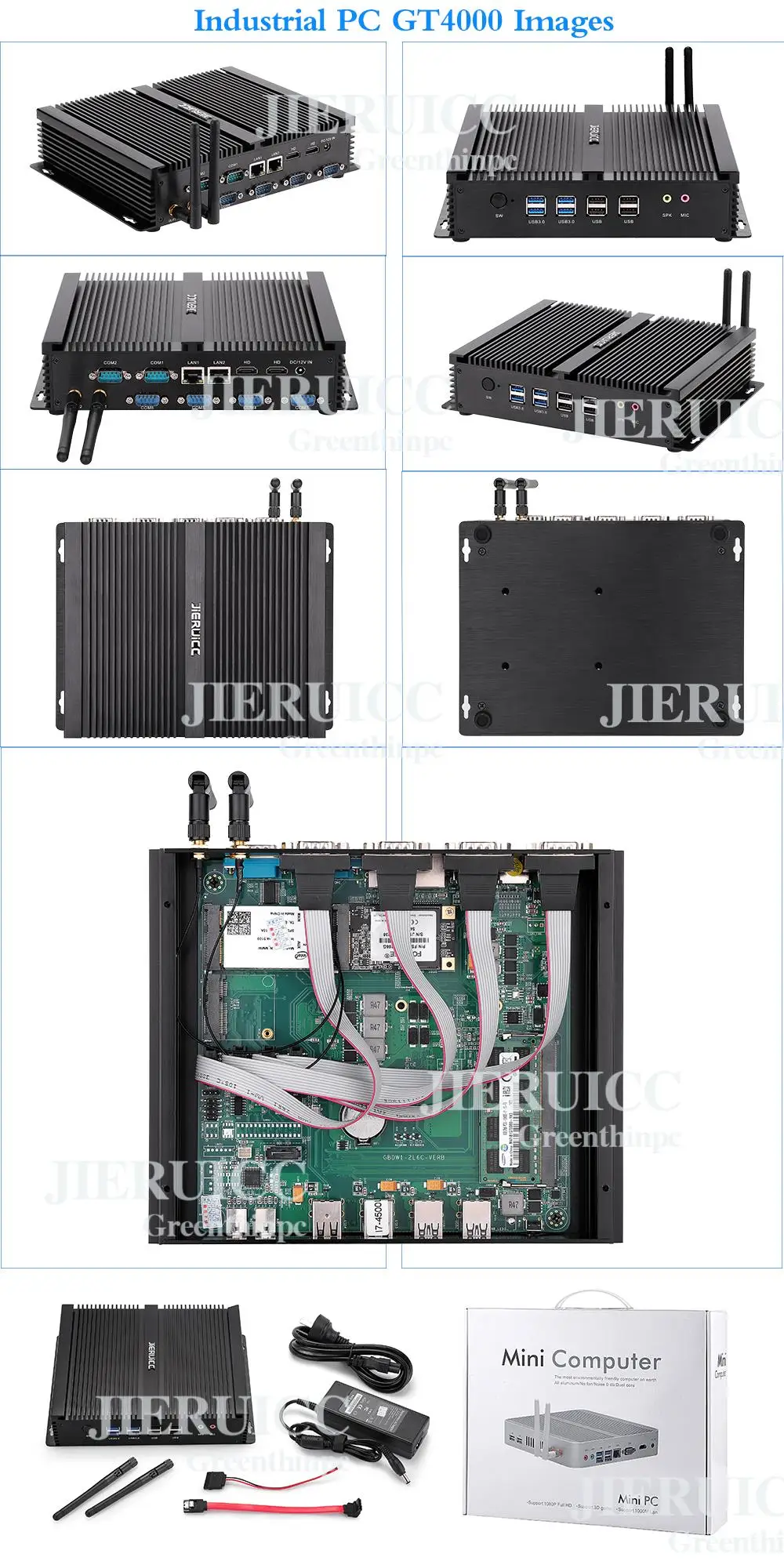 Дешевый промышленный PC безвентиляторный Intel Core I3 4010U i5 4200u i7 4500u Intel NUC Barebone Мини ПК с сенсорным экраном 6COM двойной LAN Порты и разъёмы 2 hdmi