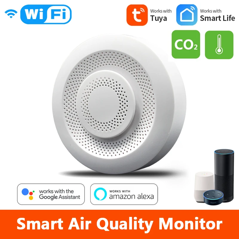 

Tuya Wifi CO2 Meter CO2 Sensor Detector Smart Air Quality Monitor Formaldehyde VOC Gas Air Analyzer Via Alexa Google Home Hot