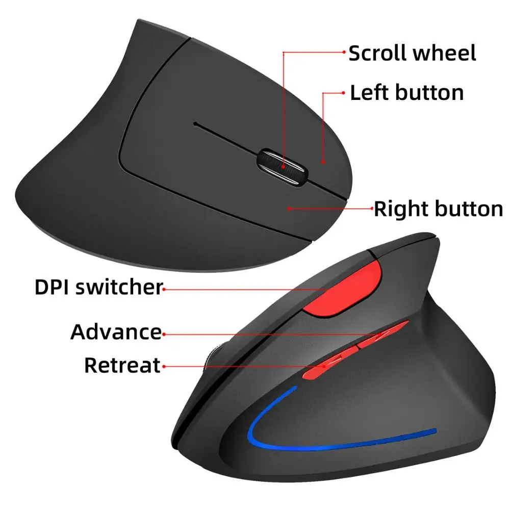 

UTHAI DB39 New wireless mouse 2.4G vertical mouse external battery computer office 1600dp wireless mouse suitable for laptop