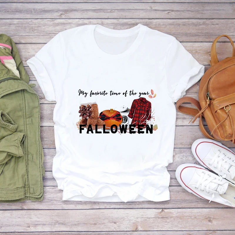 Женские футболки Luslos 2020 топы модная футболка на Хэллоуин моя любимая время года