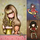 5D Круглая Мозаика, картина для творчества, мультяшная девушка, кукла, алмазная живопись, Постер Стразы, домашний декор, подарок