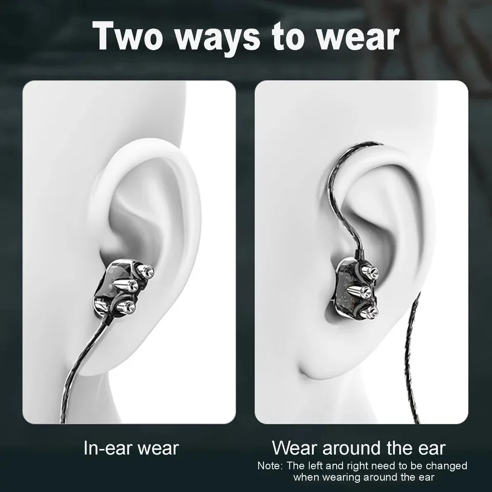 

Transparent In-Ear Headphones Stereo Dual Speaker Wired Earphones Wire Control Tuning Stereo Sports Headset